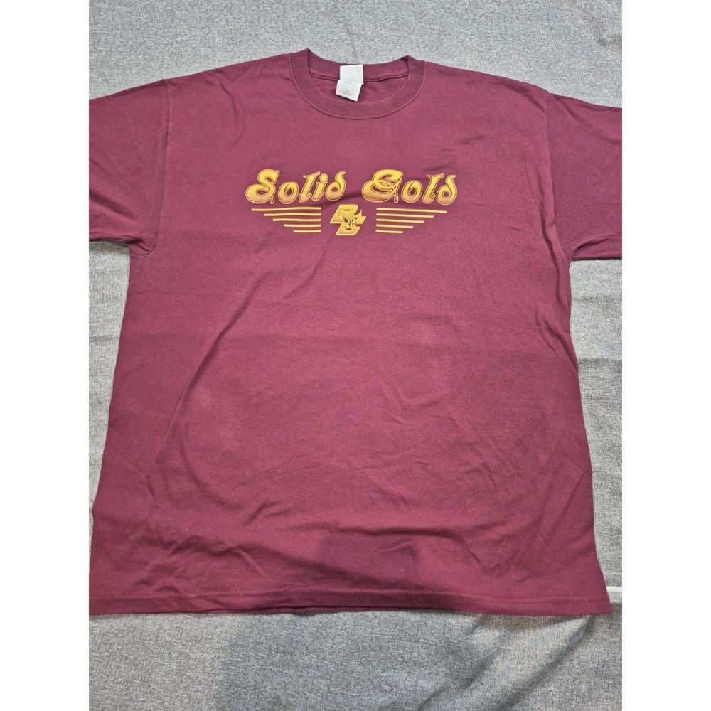Size XL- Boston College Solid Burgundy T-Shirt Gold Flynn Fund Pontiac, 2 Sided
